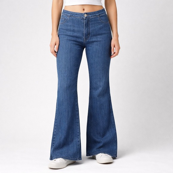 Free People Denim - Free People Jayde Sunburst Blue Flare Jeans Women's Size‎ 31 Hemmed READ
